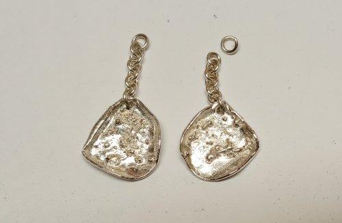 Judy Larson's Organic Fused Silver Dust Earrings - , Contemporary Wire Jewelry, Butane Torch, Soldering, Solder, Organic Fused Silver Dust Earrings